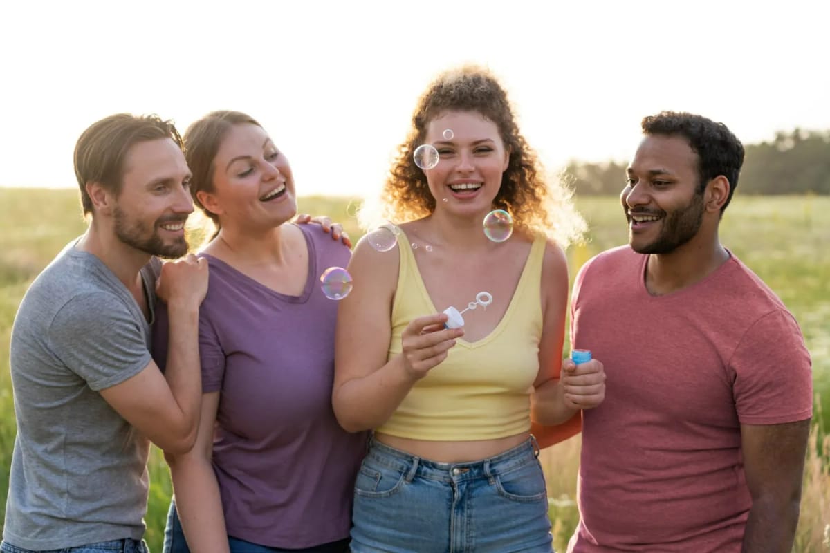 friends on a field