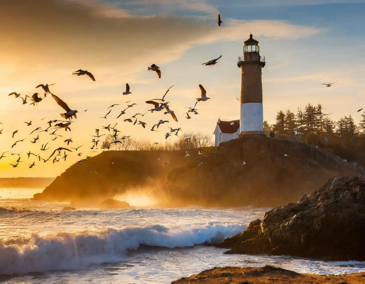 lighthouse view about banner